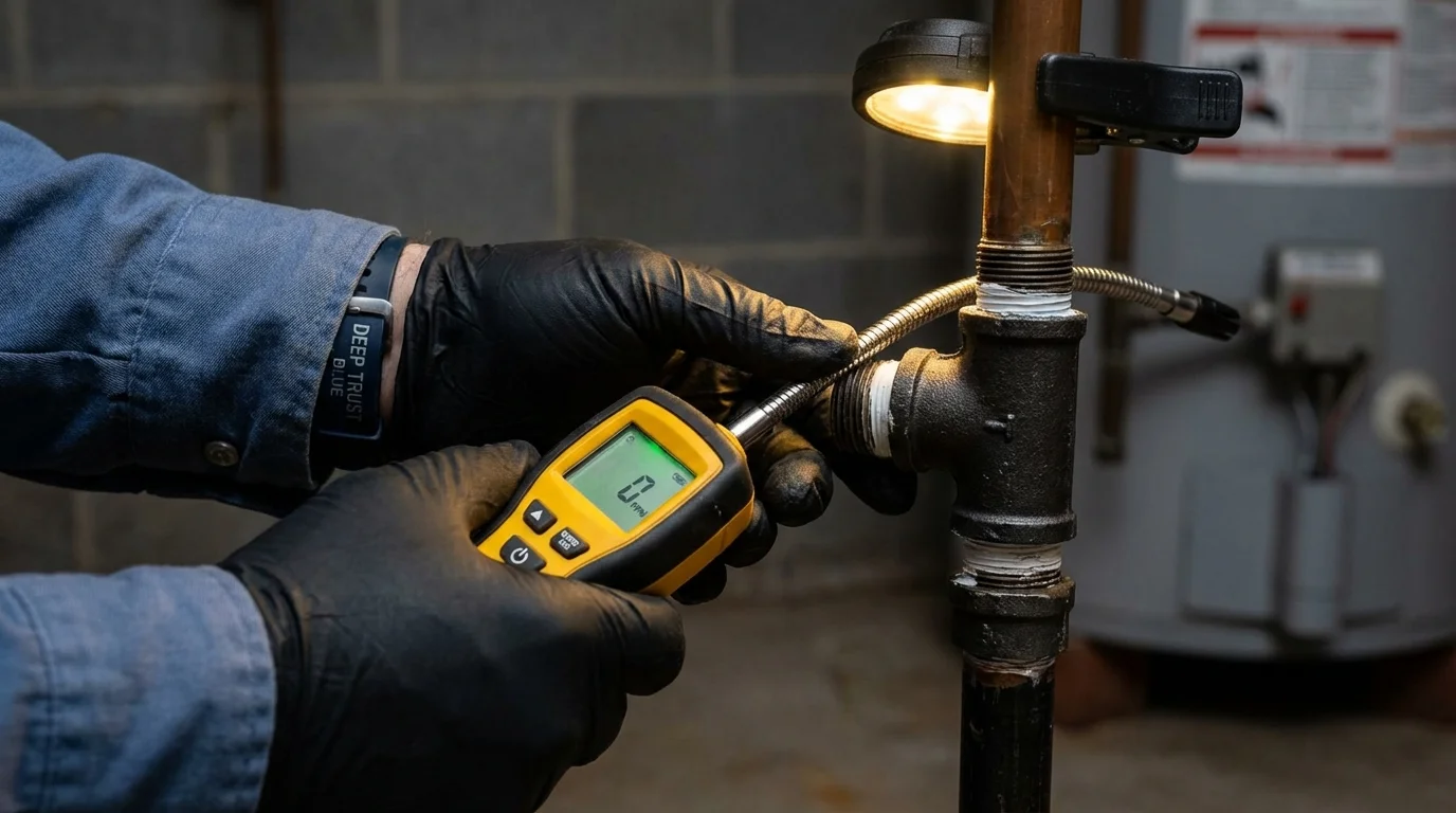 Gas leak detection with electronic sniffer by Johns Plumbing LLC in West Linn