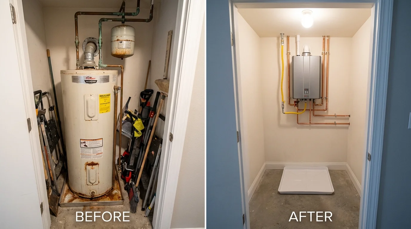 Tank water heater versus wall-mounted tankless unit comparison for West Linn, OR homeowners