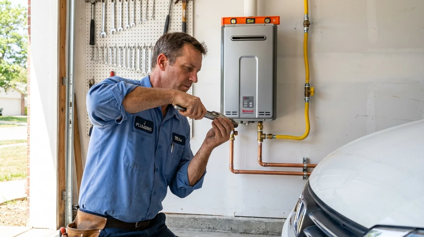 Tankless water heater installation by a Johns Plumbing LLC plumber in West Linn